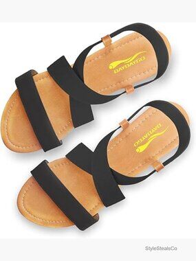 Elastic Flat Gladiator Sandals, Slip On Open Toe Casual Walking Shoes